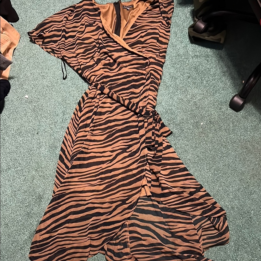 Tiger Print Wrap Dress